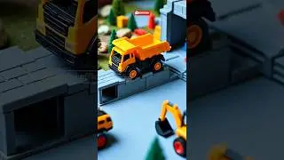 Yellow Construction Site Ready! #YellowTrucks #ToyExcavator #BuildingToys
