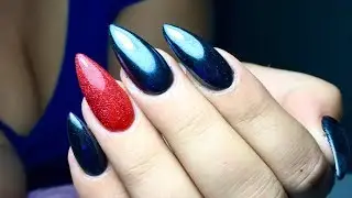 GUNMETAL CHROME STILLETTO NAILS