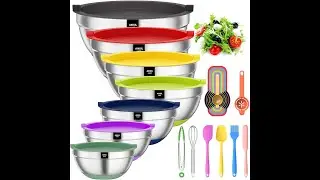 Air-Tight Bowls: 20 piece Stainless Steel Metal Nesting Bowls, AIKKIL