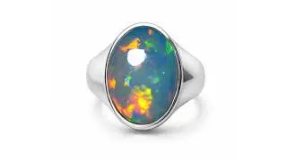 Mens 6.5 Carat Welo Opal Ring 16 Grams 925 Sterling Silver - Brilliant Colors - 8787 | FlashOpal