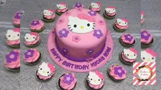 HELLO KITTY FONDANT CAKE/HELLO KITTY FONDANT CUPCAKE /CAKE TOPPER/TUTORIAL/DECORATING CUPCAKE