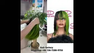 Custom green color bob wig lace closure 180 density transparent lace wig factory wholesale vendor