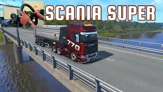 Scania Super through Norway With steering wheel and real physics suspension 