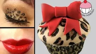Leopard Print Cupcakes and Matching Makeup! A Cupcake Addiction & Eyedolize Makeup How To Tutorial