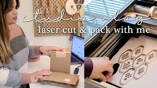 laser cutting new products, chat & package orders with me in (almost) real time | studio vlog 36
