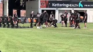 McKinnley Jackson and Kris Jenkins work with Bengals DL Coach Marion Hobby and vets