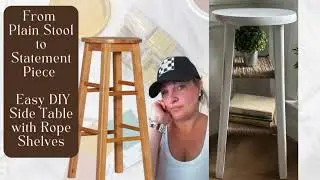 From Plain Stool to Statement Piece | Easy DIY Side Table with Rope Shelves