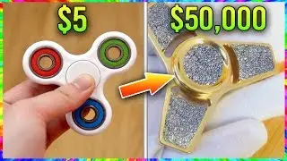 $5 FIDGET SPINNER VS $50,000 DIAMOND GOLD FIDGET SPINNER!!
