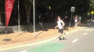 Shayne finishing the Mount Cootha 