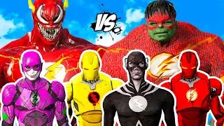 Hulk Flash vs Flash-Venom vs Iron Flash vs Reverse Flash vs Joker Flash vs Black Abomination Flash