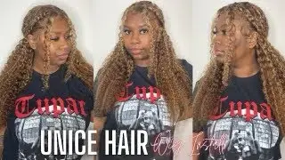 BEYONCE INSPIRED CURLY HONEY 🍯 BLONDE HIGHLIGHTED WIG | UNICE HAIR