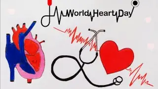 World Heart Day drawing/Heart Day poster//Heart day easy drawing//29 september