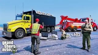 Heavy Wrecker Towing Dump Truck Full of Drugs In GTA 5