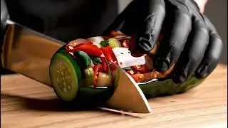 Satisfying Glass Cucumber Kimchi Slice &ndash; ASMR Cutting Art
