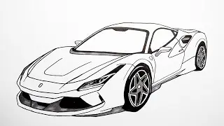 Как нарисовать машину &mdash; Ferrari F8 Tributo &mdash; шаг за шагом