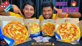Eating Domino's Pizza 🍕🔥| Honest Review | Meal for 4 : Non-veg Pizza Mania Party Combo @516/- Only🔥😍