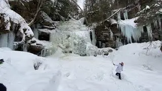 Winter Waterfall Ice Hiking at Ricketts Glen State Park with Valley to Summit, LLC