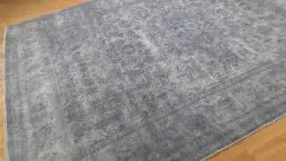 OVERDYED KERMAN PURE WOOL HAND-KNOTTED WORN PILE ORIENTAL RUG  #217555