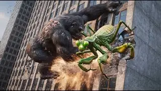 King Kong vs Giant Ant, Mantis and Locust Swarm | Epic Monster City Battle