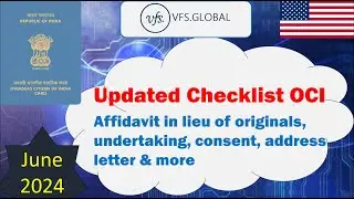 Updated Checklist OCI Application for Minor | VFS | Affidavit in lieu | undertaking | consent letter