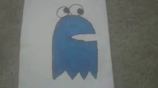 Cookie Monster as a Pac-Man Ghost (Paper Drawing on Marker?)