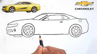 How to Draw a CHEVROLET CAMARO Car (Side View)