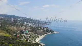 Alupka, Crimea. The south coast of Crimea. Black sea coast and mountains, Aerial View