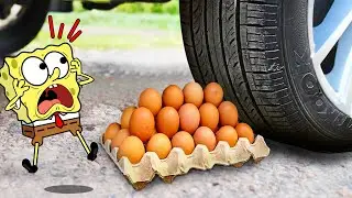 Oh Nooo! Don't Crush Spongebob's Egg Carton! - Crushing Crunchy & Soft Things by Car | Woa Doodles