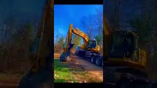Miniature Heavy Move: Excavator Unloading from Transport Truck #TiltShift #Excavator #HeavyMachinery