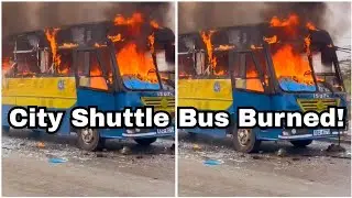 City Shuttle Bus Burned After Unaliving a BodaBoda Rider along Jogoo Road 