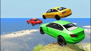 High Speed Jumps In Water (Crash Test) - BeamNG drive Crazy Vehicle Jumps ( Water Jumps)