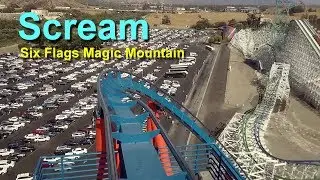 Scream Roller Coaster On Ride POV Six Flags Magic Mountain