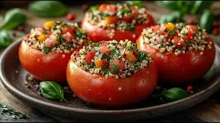 Stuffed Tomatoes With Quinoa and Vegetables. A Healthy, Easy, and Quick Recipe.