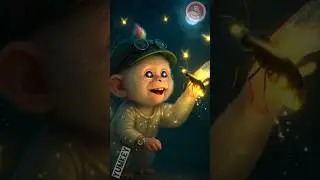 Baby Monkey Playing with Magical Fireflies at Night 🌙✨ | Cutest Moment Ever! | Fairy Light Jungle