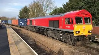 66093 DB cargo 4L45 with 31 containers 11:31 running 1 minute late Lea Road 20/11/2023