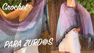Crochet para zurdos Chal NOMEOLVIDES, chal rectangular a ganchillo