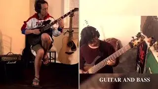 Online jam session guitar and bass ft one minute bass (nessal) soloing on E(no3)lydian mode