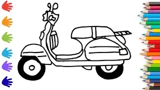 How To Draw cute bike Drawing, Painting & Coloring For Kids and Toddlers_ Child Art 🐋🌈🎨
