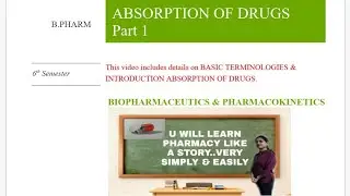 INTRODUCTION TO BIOPHARMACEUTICS & PHARMACOKINETICS
