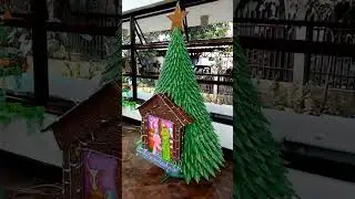 Nativity Christmas Tree made from recycled materials _ Christmas Decoration.