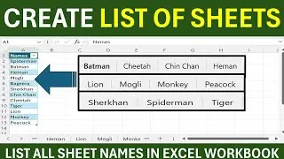 Create a List of all Worksheet Names in Excel | List all Sheet Names in Excel Workbook