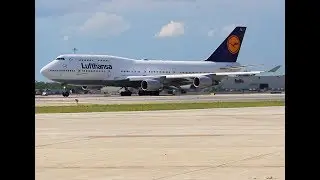 Lufthansa 747-400 take off, DTW