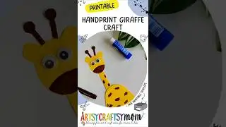 Handprint Giraffe Craft #handprintart #giraffe #tutorial #papercraft #diy #artsycraftsymom