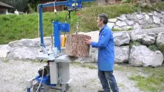 Holzspalter Binderberger mit Eigenbau Kran