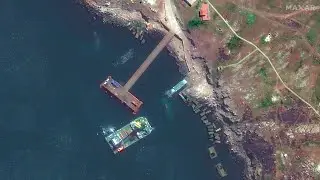 Satellitenbilder zeigen beschossenes Versorgungsschiff der russischen Armee