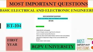 Basic electrical and electronics engineering rgpv important questions | rgpv university | btech rgpv