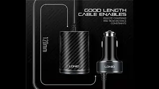 BROLAVIYA &reg; Iceberg Makers  LDNIO c502 5.1A CAR 4 USB Port Charger with Long Sharing Extension Cable