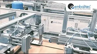 Automatic packaging line for shower trays. Model: Kutter-160A+AFH