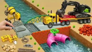 DIY Mini Tractor Builds a Strong Brick and Concrete Bridge for Trucks After a Crocodile Destroyed It