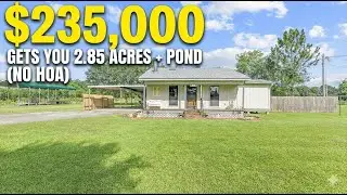 $235K Louisiana Home With 2.85 Acres, Pond & NO HOA